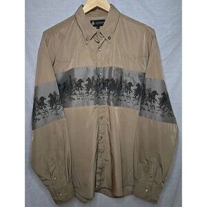 El Norteno Cowboy Western Pearl Snap Shirt Men Large Horse Embroidery Light Wear
